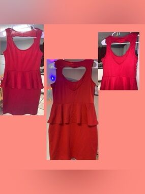 ❤️Red Peplum heart Cutout Dress❤️